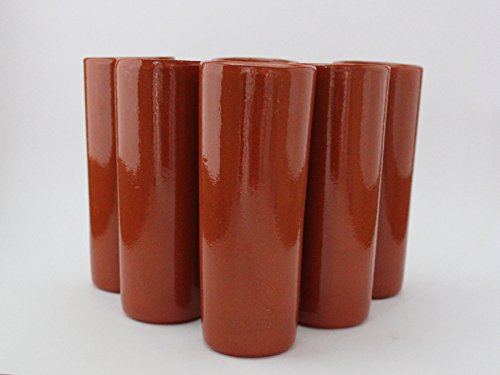 6 VASOS TUBO DE BARRO ESMALTE COMPLETO. CONJUNTO DE 6 VASOS. 300ml