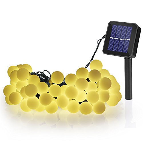 60 LED 10M Cadena Solar de Luces, IP65 Impermeable 8 Modos Luces Decorativas, Guirnalda Luces Exterior Luminosas para Exterior,Interior, Jardines, Casas, Boda, Fiesta de Navidad (Amarillo)