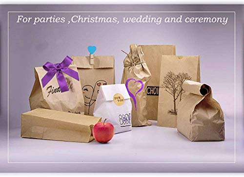 60 piezas Bolsas de Papel Regalo 28x15x9 cm - Bolsa Biodegradable Regalos Comunión para Invitados o para Guardar Comida, Semillas Flores, Dulces, Chuches, Pan - Bolsitas Kraft Marrón