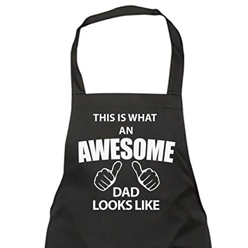 60 Second Makeover Limited Delantal negro con texto en inglés «This is What an Awesome Dad Looks Like Black