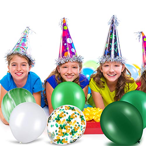 60 Unidades de 12 Pulgadas de Globos de Confeti Conjunto de Globos de Látex de Ágata Globos de Colores para El Festival de la Selva Fiesta de Bienvenida Al Bebé (Verde, Blanco)