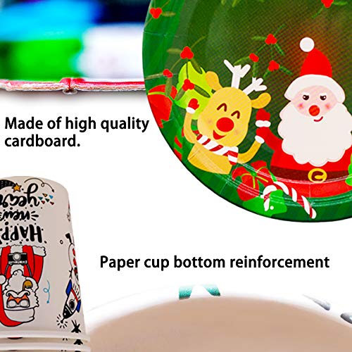 60 Vajilla Desechable de Navidad Para Banda 20 Platos de Papel 20 Vasos de Papel 20 Pajitas Para Fiestas de Cumpleaños y Bodas Para 20 Personas