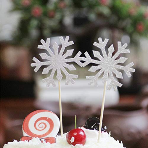 60pcs Cupcake Toppers de Navidad La Torta Los Palillos Pastel Palo Decoración Copo Nieve Magdalena Cumpleaños Boda Pasteles Bocadillos Selecciones Suministros Vacaciones