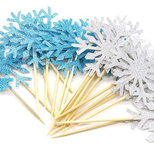 60pcs Cupcake Toppers de Navidad La Torta Los Palillos Pastel Palo Decoración Copo Nieve Magdalena Cumpleaños Boda Pasteles Bocadillos Selecciones Suministros Vacaciones