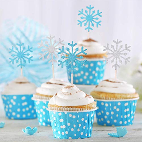 60pcs Cupcake Toppers de Navidad La Torta Los Palillos Pastel Palo Decoración Copo Nieve Magdalena Cumpleaños Boda Pasteles Bocadillos Selecciones Suministros Vacaciones