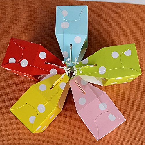 60pcs(7 * 5 * 5cm) Cajas de Caramelo Bombones Dulces Chocolate Regalos Recuerdos para Invitados de Boda Bautizo Fiesta Cumpleaños Puntos 5 colores