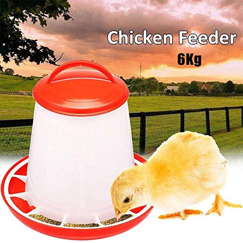 6KG / 13 Libras De Pollo Alimentador, Máquina De Alimentación Granja Aves Alimentador Automático De Herramientas para Pollitos/Pollos/Patos De Plástico Automática Portátil Cubo Cubo RSS