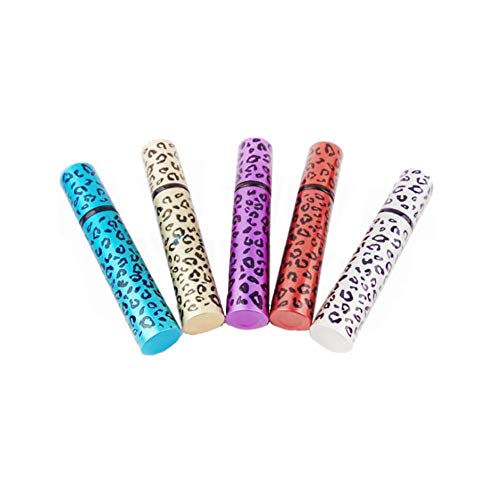 6PCS 8ml 0.27oz Botella de aerosol de vidrio recargable vacía con estampado de leopardo Cáscara de aluminio anodizado Atomizador de perfume Contenedor Tarro Soporte de vial Color aleatorio