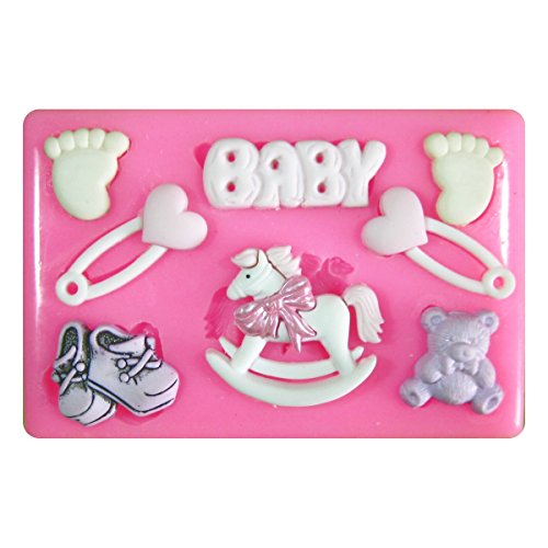 7 en 1 cuarto de niños del bautizo del bebé Molde de silicona para la torta de Decoración Pastel de Cupcake Toppers Glaseado Sugarcraft Tool por Fairie Blessings