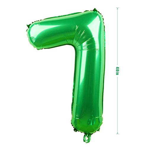 7 Globos de Cumpleaños, Globo 7 Año, Globo Numero 7, Decoracion Cumpleaños Niño, Globos Grandes Gigantes Helio Verde, Globos para Fiestas de Cumpleaños