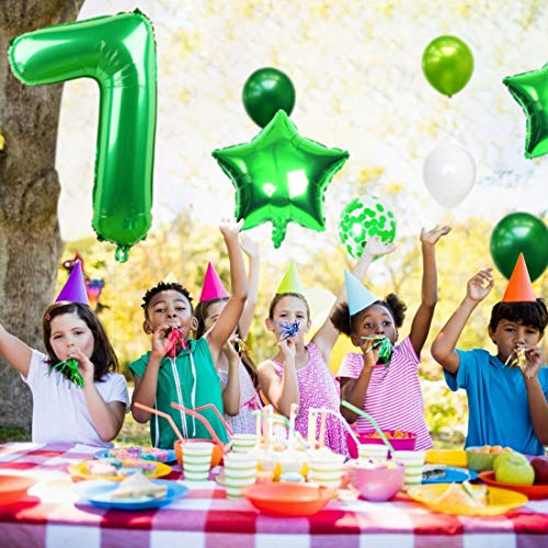 7 Globos de Cumpleaños, Globo 7 Año, Globo Numero 7, Decoracion Cumpleaños Niño, Globos Grandes Gigantes Helio Verde, Globos para Fiestas de Cumpleaños