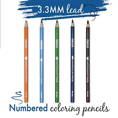 72 Lapices Acuarelables Zenacolor con Pincel y Maletin de Metal Zenacolor - Kit de Lápices de Colores - 72 Colores Únicos - Coloreado para Adultos, Artistas Principiantes y Expertos