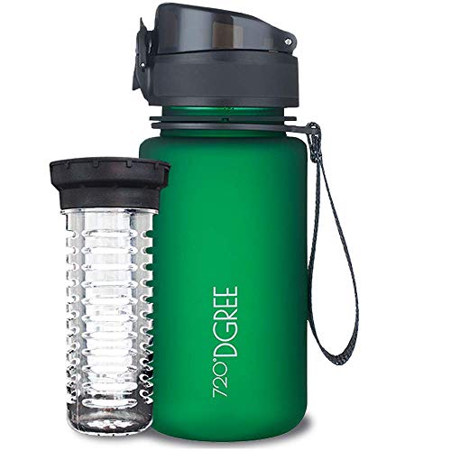 720°DGREE Botella de Agua uberBottle – 350 ml, 350ml, Verde | Novedosa Botella Deportiva | Sin BPA | Ideal para niños, Fitness, Deportes, fútbol, guardería, Escuela, pequeños, antigoteo