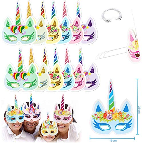 74 Piezas Artículos de Fiesta Unicornio Cumpleaños Niños, Llavero Unicornio, Pulseras Bofetada, Pulsera Unicornio, Tatuajes Temporales, Máscara Papel, Anillo Unicornio, Piñata Unicornio Regalo Niña