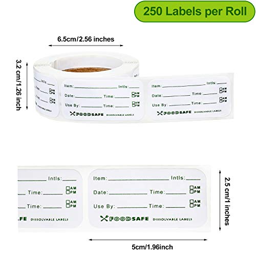 750 Piezas Etiquetas de Alimentos Etiquetas Adhesivas Alimentarias Desmontables Pegatinas de Congelador para Hogar Restaurantes Fecha Seguridad de Alimentos, 250 Piezas Cada Rollo