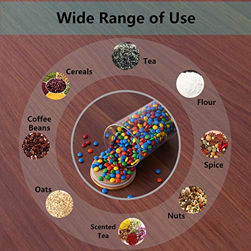 77L Glass Storage Jar for Chocolate, 1850 ML (62.5 FL OZ), Glass Food Storage Jar with Airtight Bamboo Lid, Clear Food Storage Container for Serving Chocolate, Coffee, Flour, Candy and more