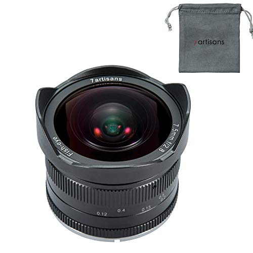 7artisans 7.5mm F2.8 APS-C Wide-Angle Fisheye Fixed Lens (Aspherical) for Compact Mirrorless Cameras Fuji FX Mount X-A1 X-A2 X-A2 X-A10 X-at X-T10 X-T20 X-Pro1 X-Pro2 X-E1-Black