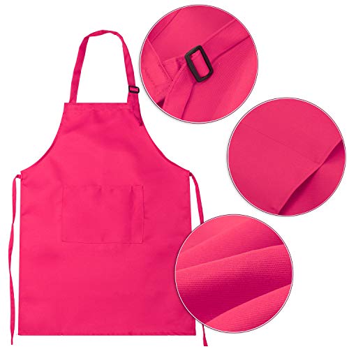 8 Piezas Delantal para Niños y Conjunto de Gorro de Cocinero Delantales Ajustables de Algodón para Niños con 2 Bolsillos Delantal de Cocina para Cocinar Cocinar Ropa (Color 2, Medio)