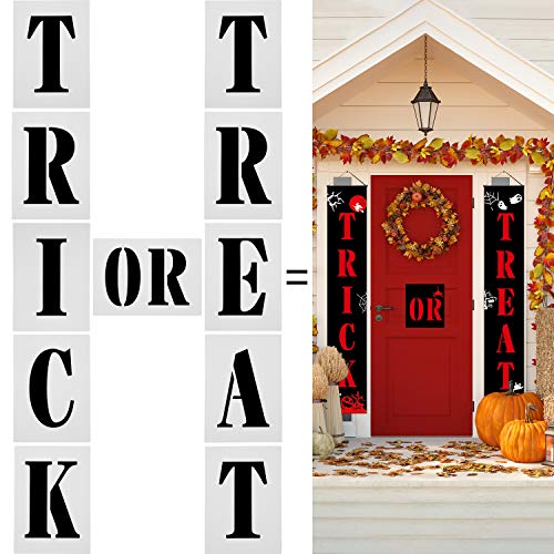 8 Piezas Plantilla de Halloween de Trick or Treat Plantilla de Cartel de Halloween Plantilla de Plástico Reutilizable para Pintura en Madera DIY Adornos de Halloween, 7 x 5 Pulgadas