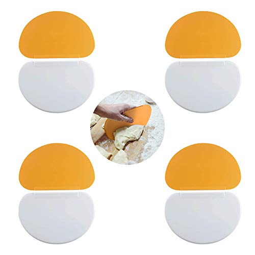 8 Piezas Raspador de Masa de Plástico, Rasqueta Flexible, Rasqueta Pan, para Hornear Pasteles de Pan Para Panaderos Profesionales Principiantes - Naranja, Blanco