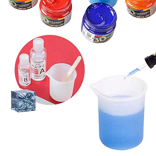 8 vasos medidores de silicona Voarge, 100 ml, vaso medidor de graduación de plástico, recipiente para líquidos, para manualidades, resina epoxi, moldes de fundición para la cocina del arte