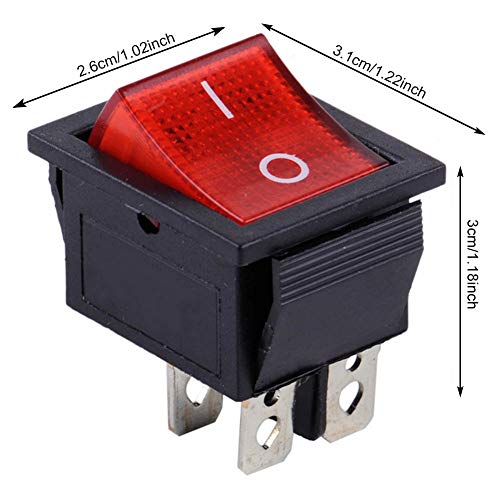 8 x Interruptor Basculante Luz Iluminado Rojo On/Off DPDT 4 terminales 16A 250V /20A125V AC