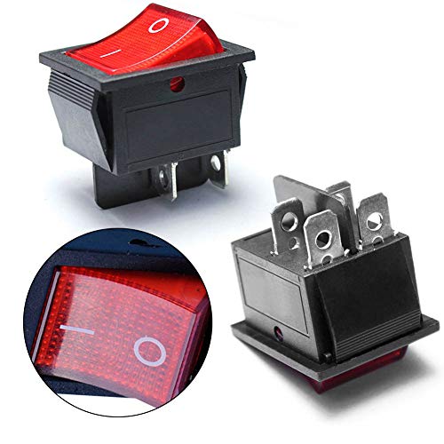 8 x Interruptor Basculante Luz Iluminado Rojo On/Off DPDT 4 terminales 16A 250V /20A125V AC