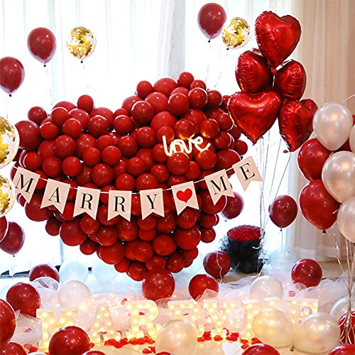 86 piezas de globos de helio rojo de amor con globos de látex para el día de San Valentín Boda nupcial Aniversario y decoración de compromiso