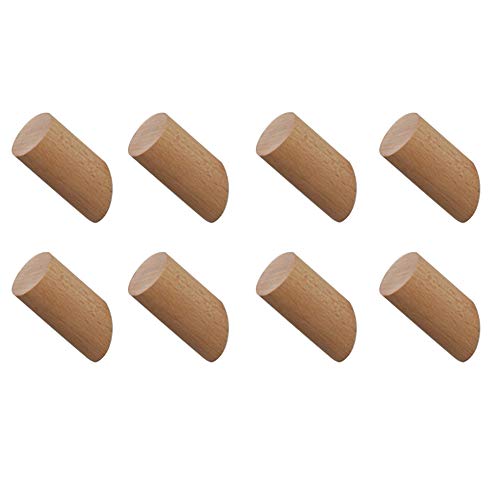 8PCS Gancho de Madera Natural Sólido Curioso Pescado Cilindro de Madera Columna Montado en la Pared Ropa de Tela Sombrero Escudo de la Bolsa Bolsa Bata Bufanda Percha Decoración Minimalista Versátil