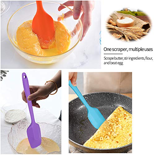 9 piezas Espátulas de Silicona de colores con Núcleo de Acero Antiadherente Resistente al Calor Utensilios de Cocina Flexibles Caucho Buenas Herramienta de Cocina y 9 gancho en S para Cocina Horneado