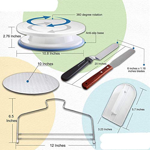 90pcs Moldes Reposteria Utensilios de Reposteria y Boquillas Pasteleria para Cake Decorating Kit, Manga Pastelera, Espátula de Formación de Hielo, Soporte de Tarta Giratorio etc