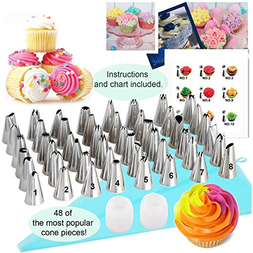 90pcs Moldes Reposteria Utensilios de Reposteria y Boquillas Pasteleria para Cake Decorating Kit, Manga Pastelera, Espátula de Formación de Hielo, Soporte de Tarta Giratorio etc