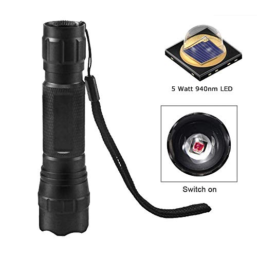 940nm Linterna Infrarroja, IR LED Linterna con Enfoque Ajustable - Debe Funcionar con un Dispositivo de Visión Nocturna- Adecuado para Caza Nocturna, Pesca y Fotografía (Baterías Incluidas)