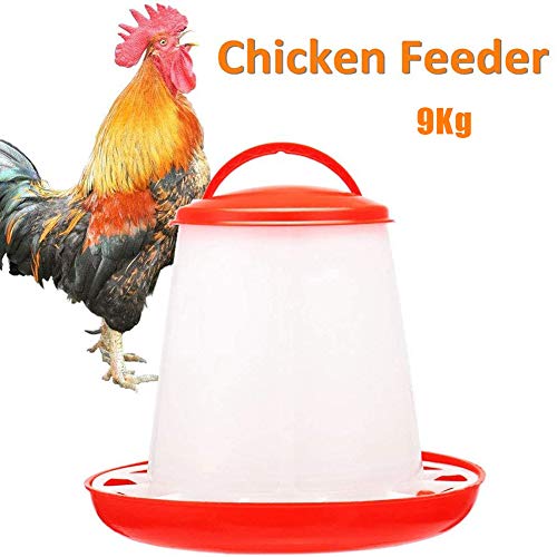 9KG / 20LB Alimentador De Pollo Grande, Máquina De Alimentación Granja Aves Alimentador Automático De Herramientas para Pollitos/Pollos/Patos De Plástico Portable Automática del Cucharón