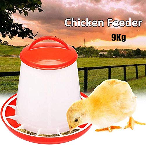 9KG / 20LB Alimentador De Pollo Grande, Máquina De Alimentación Granja Aves Alimentador Automático De Herramientas para Pollitos/Pollos/Patos De Plástico Portable Automática del Cucharón