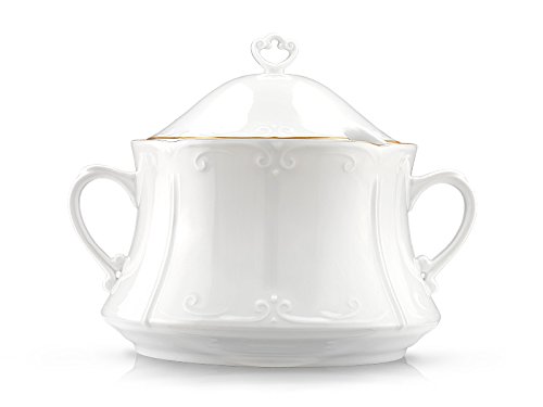 A BUSINESS DC VAJILLA Porcelana VERSALLES 42 Piezas con Filo Dorado con Gran Elegancia Y Toque DE DISTINCIÓN