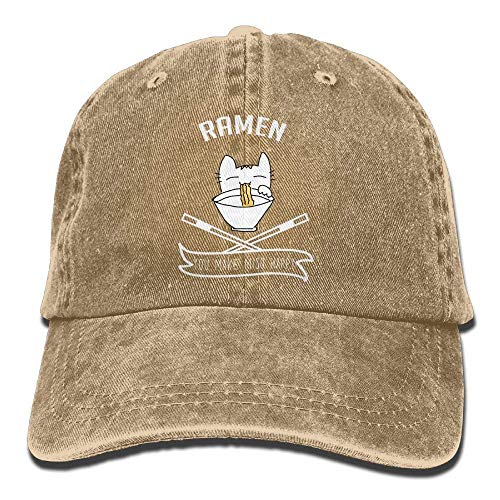 AASPOZ Ramen Make Cat Happy Denim Adjustable Womens Cute Baseball