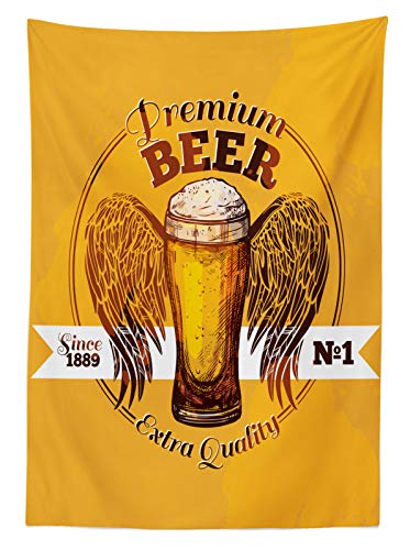 ABAKUHAUS Bar Mantele, Prima de la Cerveza del gráfico del Grunge, Fácil de Limpiar Colores Firmes y Durables Lavable Personalizado, 140 x 200 cm, Tierra Canela Amarillo