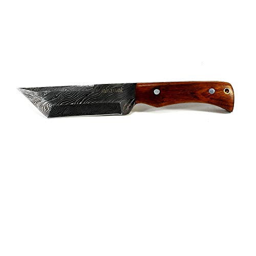 Abanak T105 Cuchillo de Caza de Acero de Damasco, 23.3cm, 13 Hoja x 10.3 Mango, Cuchillo de Cazador Profesional