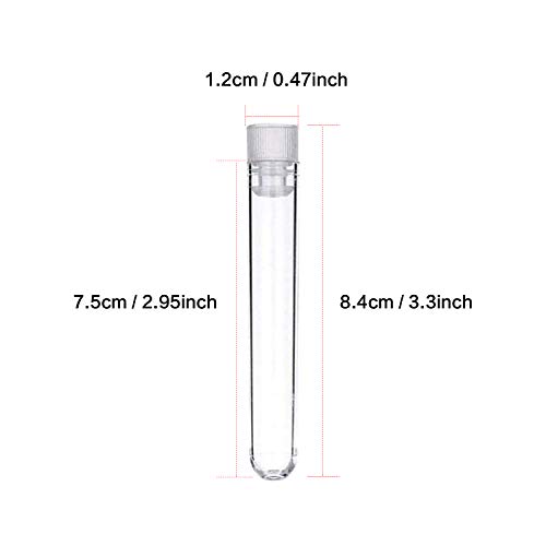 ABD 50 Piezas de Tubos de Prueba de Plástico Transparente 12 por 75 mm con Tapas de Empuje, 5 ml