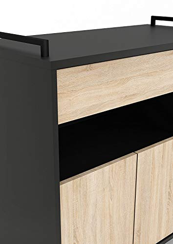 Abitti Mueble de Cocina Auxiliar para microondas en Color Negro y Roble 80x76cm