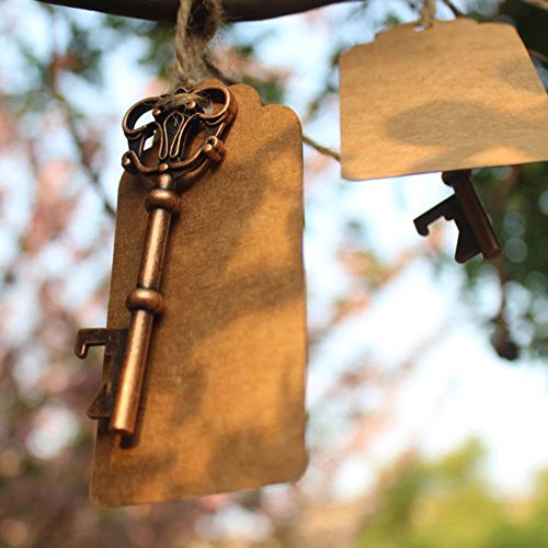 Abrebotellas AmaJOY con forma de llave con tarjeta e hilo de cobre, decoración rústica y recuerdos para boda, 40 unidades