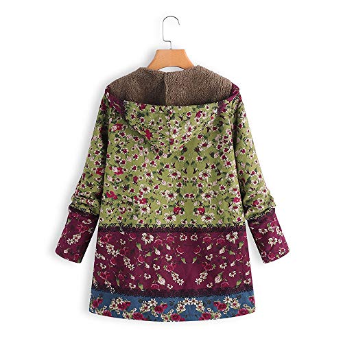 Abrigo De Invierno Mujer Libre Abrigos para Mujer Rebajas Talla Grande Abrigo con Capucha De Manga Larga Vintage Cremallera Señoras Abrigos con Bolsillos Gruesos De Lana riou (1-Green, XL)