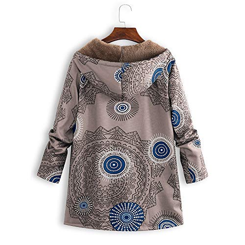 Abrigo De Invierno Mujer Libre Abrigos para Mujer Rebajas Talla Grande Abrigo con Capucha De Manga Larga Vintage Cremallera Señoras Abrigos con Bolsillos Gruesos De Lana riou (2-Khaki, XXXXXL)