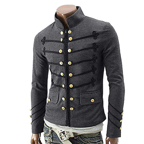 Abrigo de Traje de Invierno para Hombre，JiaMeng Abrigo Chaqueta gótica Botón de Bordado Abrigo Traje Uniforme Praty Outwear