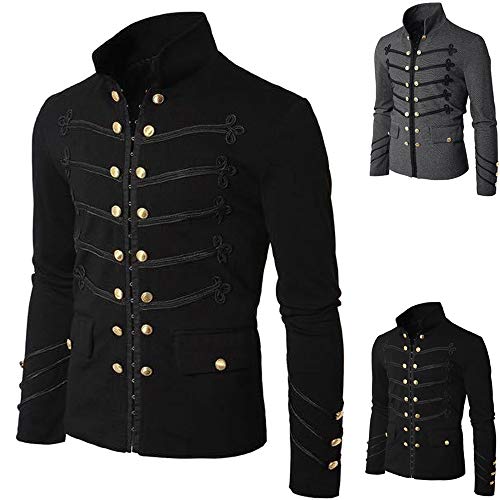 Abrigo de Traje de Invierno para Hombre，JiaMeng Abrigo Chaqueta gótica Botón de Bordado Abrigo Traje Uniforme Praty Outwear