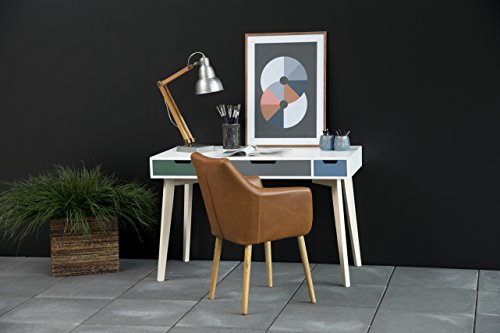 AC Design Furniture Lore - Silla con brazos (revestimiento de piel artificial, patas de roble), Marrón