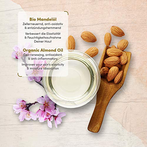 Aceite de Almendras 100% Puro y Orgánico 100ml / Certificación Ecológica y Prensado en Frío / Hidratación y Nutrición para Piel, Pelo y Uñas Con Vitaminas A, B y E / Envasado en Vidrio Violeta