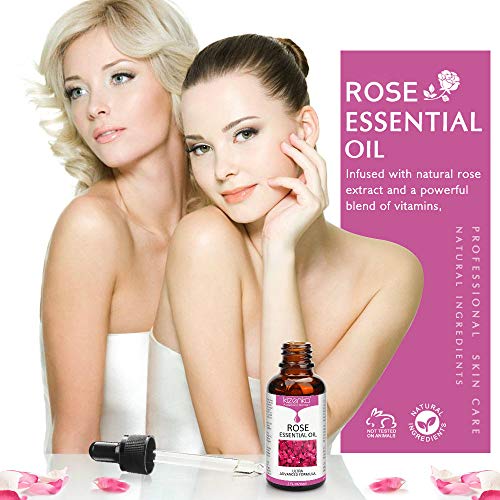 ¡Aceite esencial de rosa, cuidado de la piel con vitamina C, aclara las arrugas antienvejecimiento, perfecto para aromaterapia, relajación, terapia de la piel y más! - NATURAL