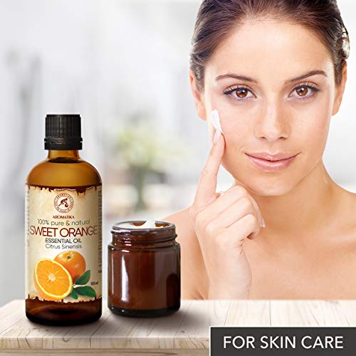 Aceite Esencial Naranja 100ml - 100% Puro y Natural - Efecto Contra la Celulitis - Fragancias para el Hogar - Mejor para la Belleza - Aromaterapia - Masaje - Baño - Difusor - Lámparas de Aroma